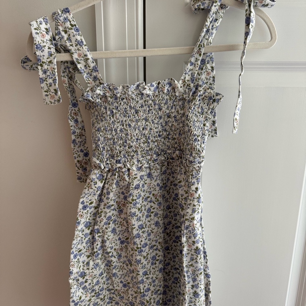 Reformation Blue and White Floral Dress